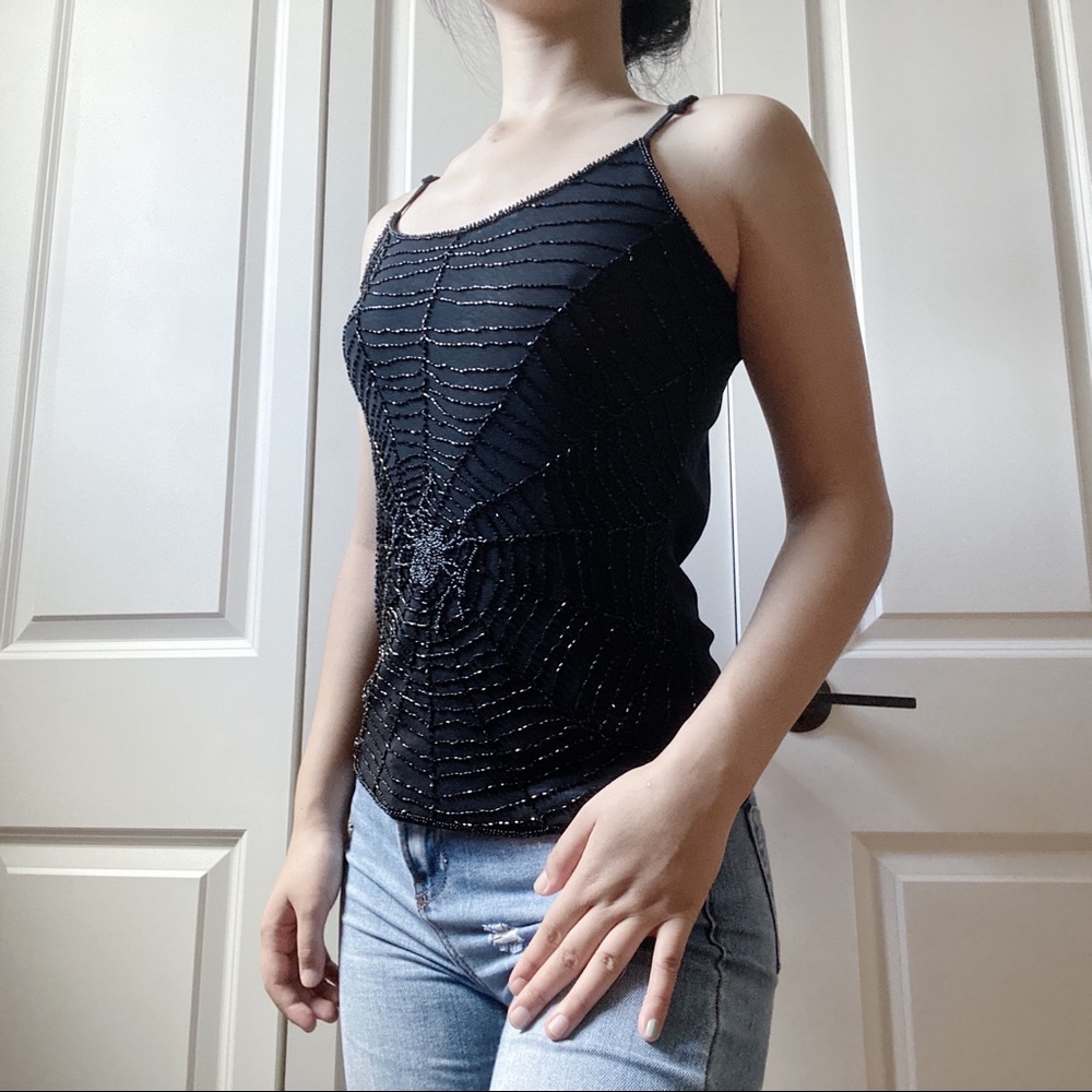 Spider Sequined Black Camisole
